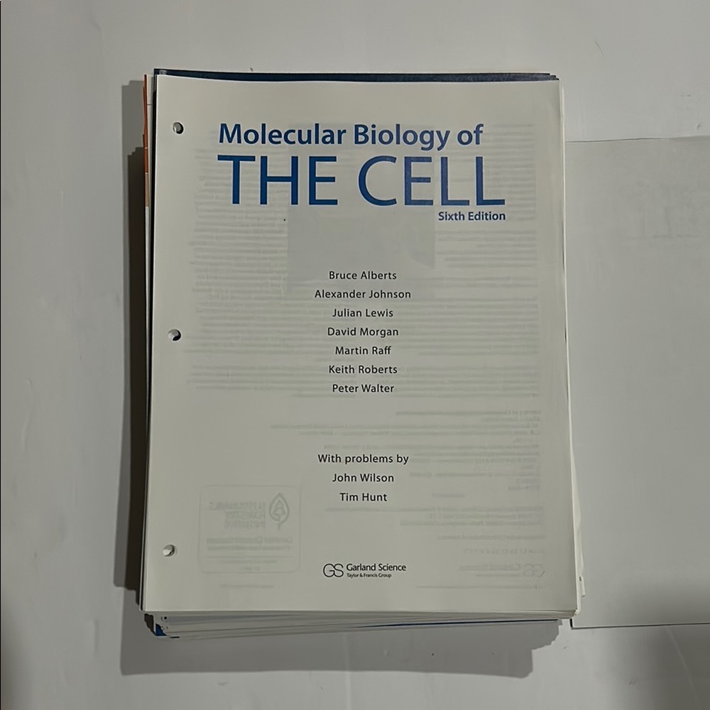 Molecular Biology of the Cell Sixth Edition Textbook